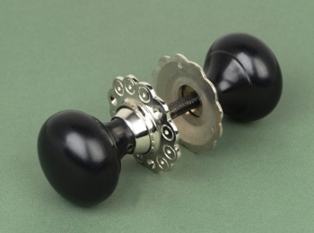 Solid Ebony Bun Door Knobs Nickel Backplate